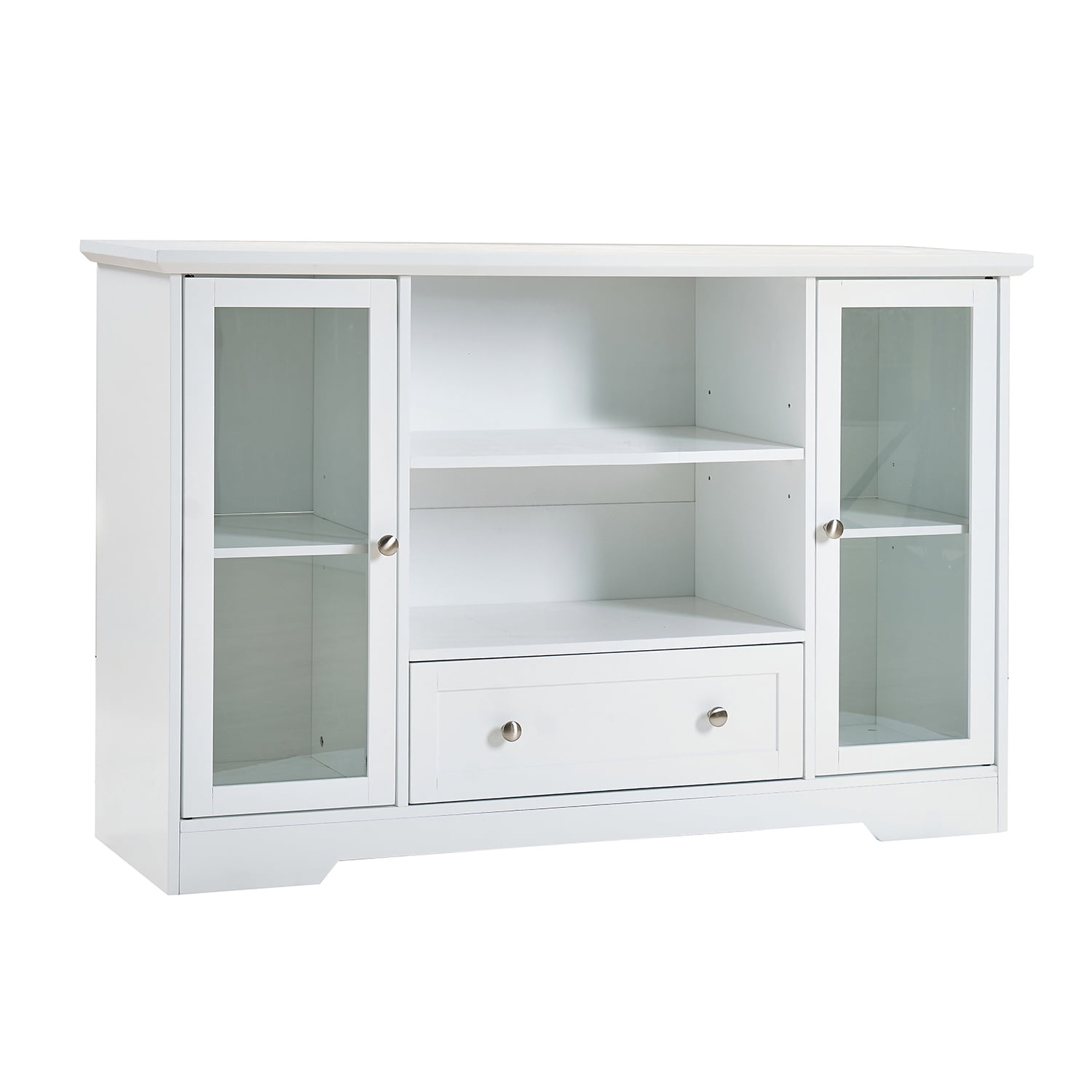 Mintazer 51" Large Sideboard Buffet Cabinet with Drawer, Storage Cabinet with 2 Glass Doors & Adjustable Shelves for Kitchen Living Room, White