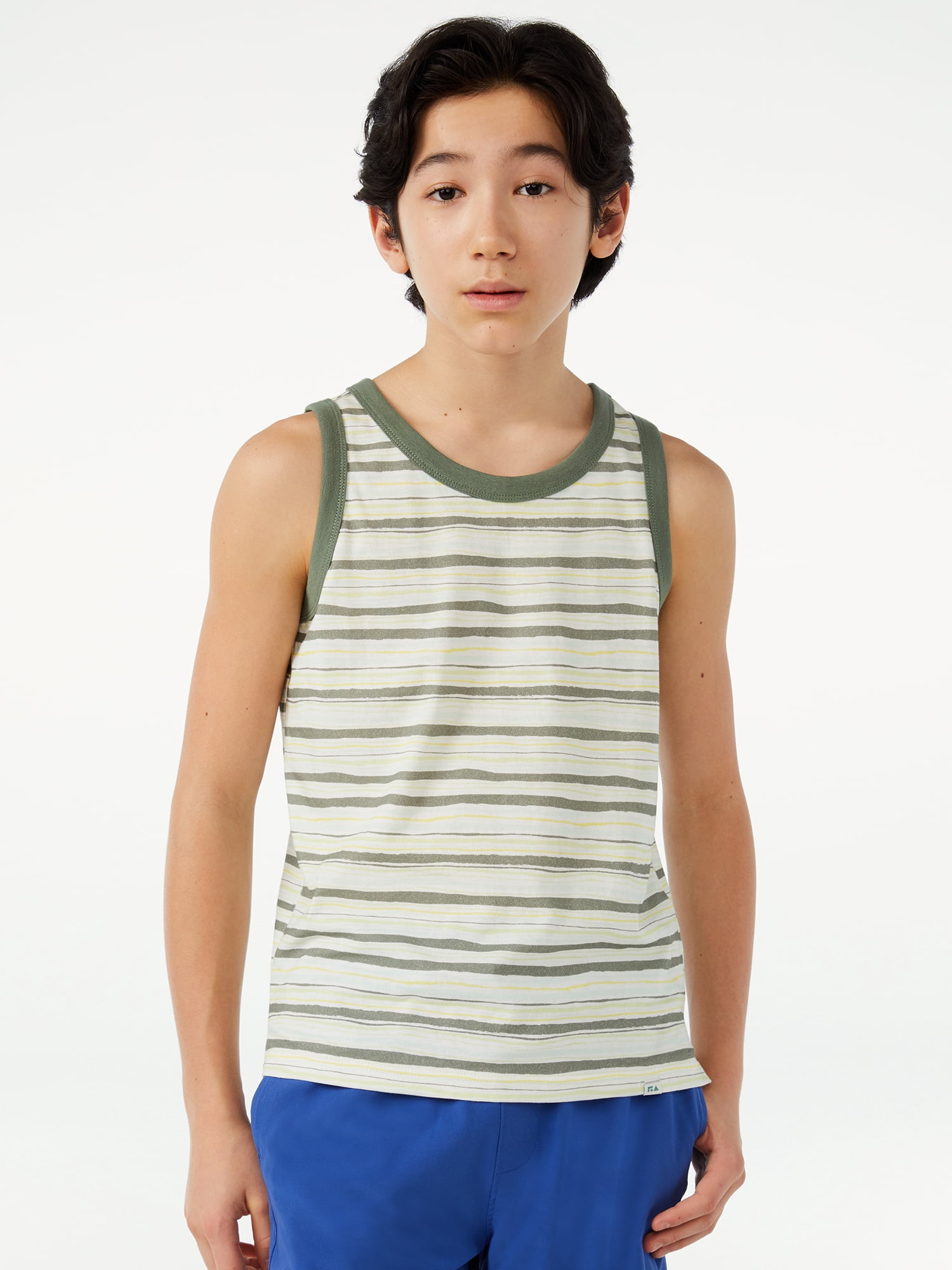 Free Assembly Boys Cotton Jersey Tank Tops, 2 Pack, Sizes 4-18