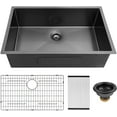 thumbnail image 5 of 32 x 18 inch Gunmetal Black Undermount Kitchen Sink,  16 Gauge Stainless Steel Kitchen Sink, Nano Coated Single Bowl Kitchen Sink With Accessories, 5 of 6