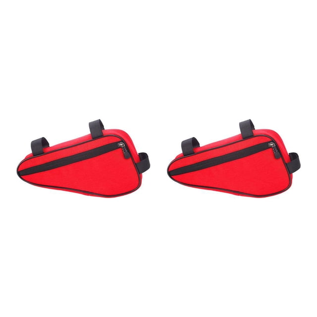 fastboy Mountain Bicycles Front Tube Frame Storage Bag Road Bikes Anti-scratched Triangular Pouch Keys Cellphone Saddle Holder Red 2Set