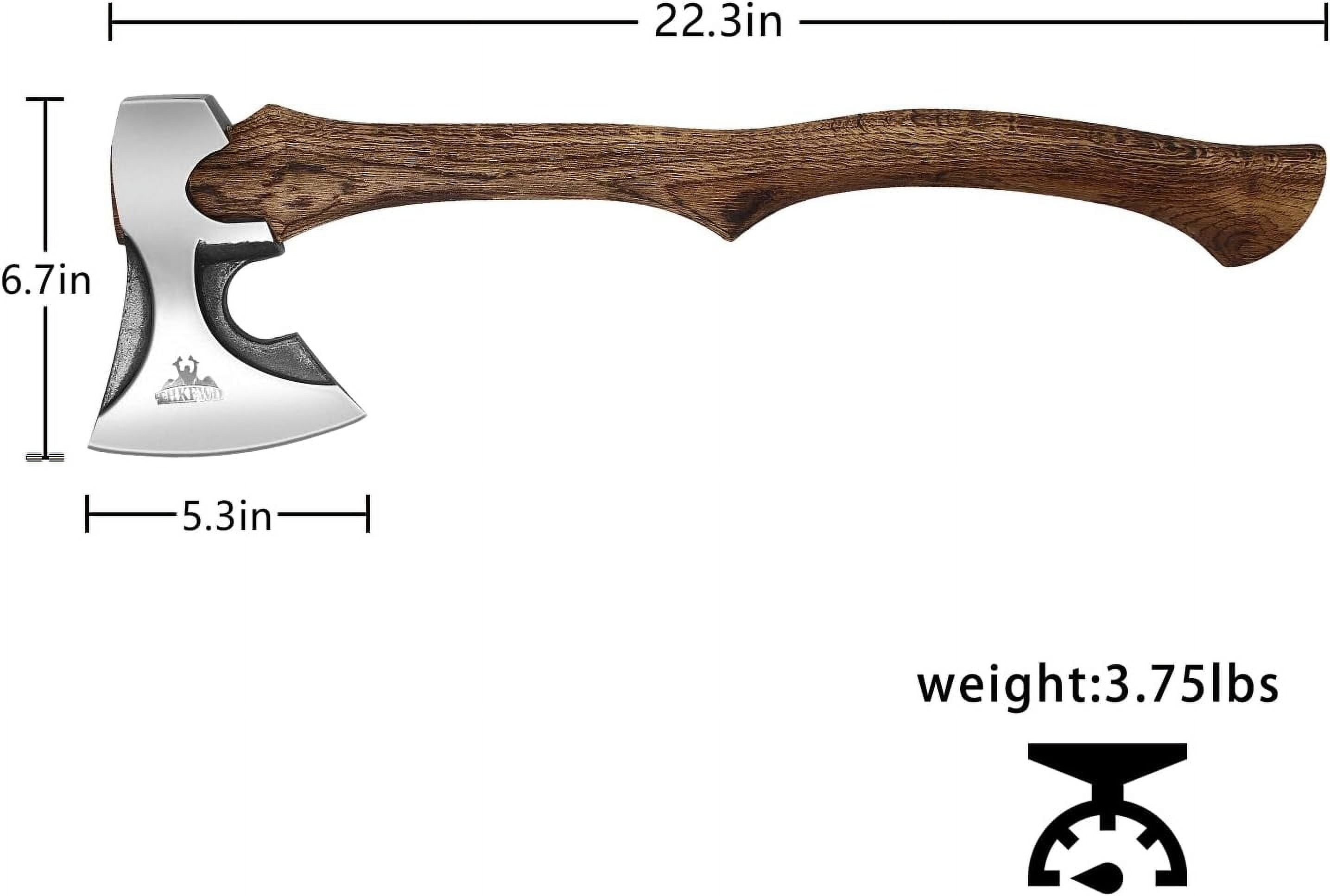 THKFWD 22.3" Wood Splitting Axe - Forged Carbon Steel Chopping Hatchet with Leather Sheath, Heavy-Duty for Camping,Survival and Firewood Cutting