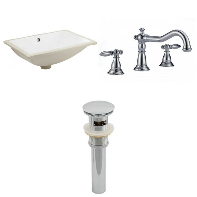 18.25-in. W CUPC Rectangle Bathroom Undermount Sink Set In White - Chrome Hardware - Overflow Drain Incl. AI-13071
