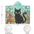 thumbnail image 3 of Flower Black Cat Wearable Blanket Hoodies for Women Men Adults Cat Lovers Soft Cozy Colorful Flowers Black Cats Hooded Blankets for Couch Home Decor Birthday Gifts 50×60 Inch, 3 of 5