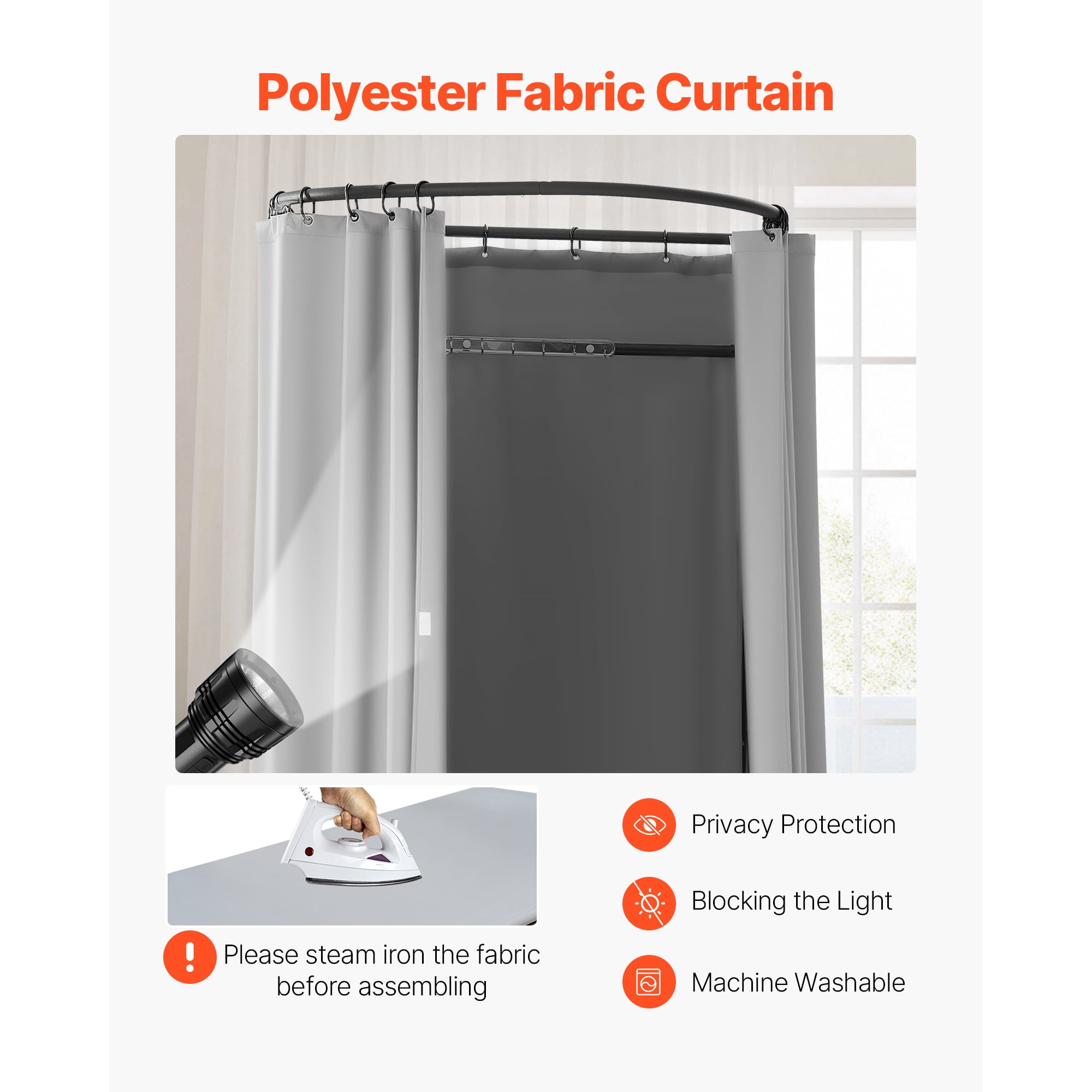 KFFKFF Portable Fitting Room with Durable Polyester Curtains, Privacy Space with Shading Curtain and Hook, Ideal for Boutiques, Malls, Tailor Shops, and Outdoor Use, 39 x 37 x 79 in