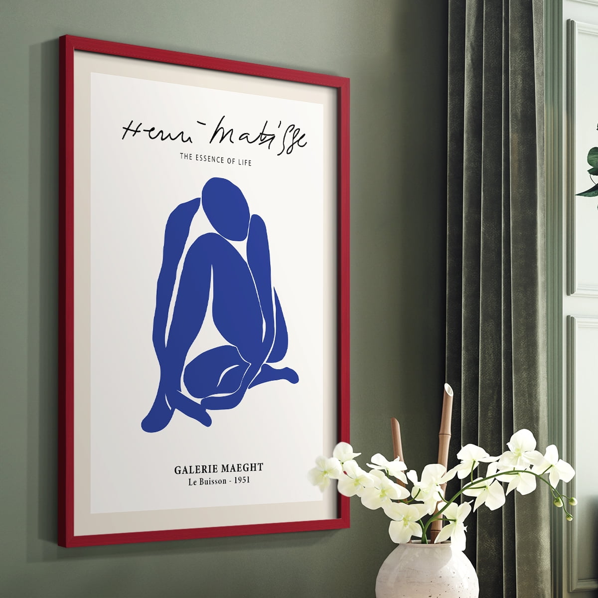 Matisse CXVI Framed Print in Red Solid Wood 16 x 20 Framed Print