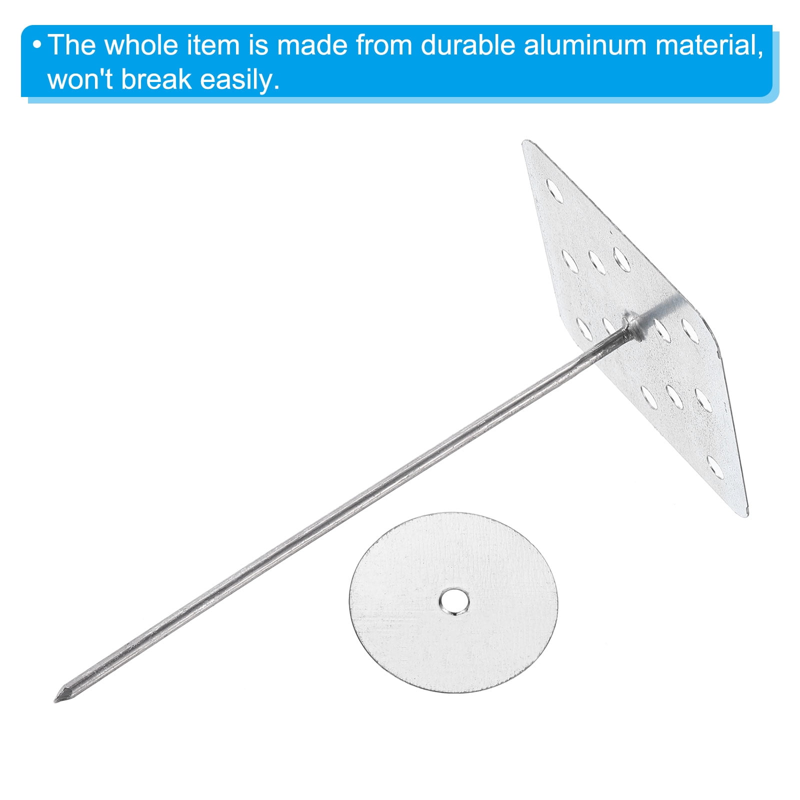 5.9 Inch Perforated Insulation Pins with Round Washers, 30 Pack Aluminum Insulating Nails for Fixing Foam Boards