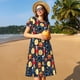 thumbnail image 4 of Easygdp Colorful Astronomy para Vestido Transpirable de Mujer, Vestido Suelto de Manga Corta con Pliegues y Bolsillos para el Verano, 4 of 6