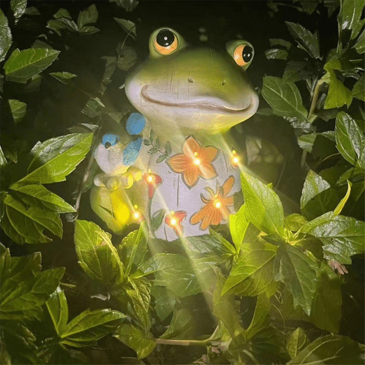 Frog Decor with Solar Light, Resin Garden Statue for Passage Lawn Patio Decor, Outdoor Decor for Housewarming