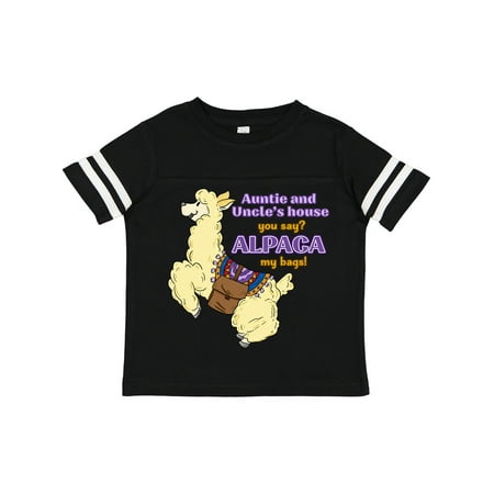 

Inktastic Cute Jumping Alpaca-Auntie and Uncle s You Say ALPACA My Bags! Gift Toddler Boy or Toddler Girl T-Shirt