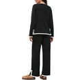 thumbnail image 3 of ATHLECHIC Women's Lounge Matching Sets 2 Piece Outfits Casual Long Sleeve Sweater Top Wide Leg Pants S Black, 3 of 4