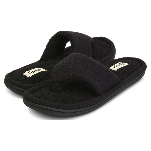 Floopi Women's Memory Foam Soft Knit Thong Slipper W/French Terry Insole/Lining & Knit Side Trim