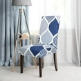 thumbnail image 5 of Dining Room Chair Covers Set of 6, Stretch Parsons Chair Slipcovers Universal Removable Washable Chair Seat Covers Protector for Dining Room, Kitchen, Hotel and Party, Navy Blue Geometric, 5 of 6
