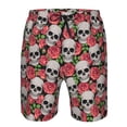 thumbnail image 3 of Goofa Skull and Roses Printed Mens Swim Trunks Summer Quick Dry Short Beach Swimwear Bathing Suits-3X-Large, 3 of 9