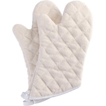 HEETLY 15-Inch Extra Long Terry Cloth Oven Mitts, 1-Pair Set, 425°F Heat Resistant with Flame Retardant Coating, White