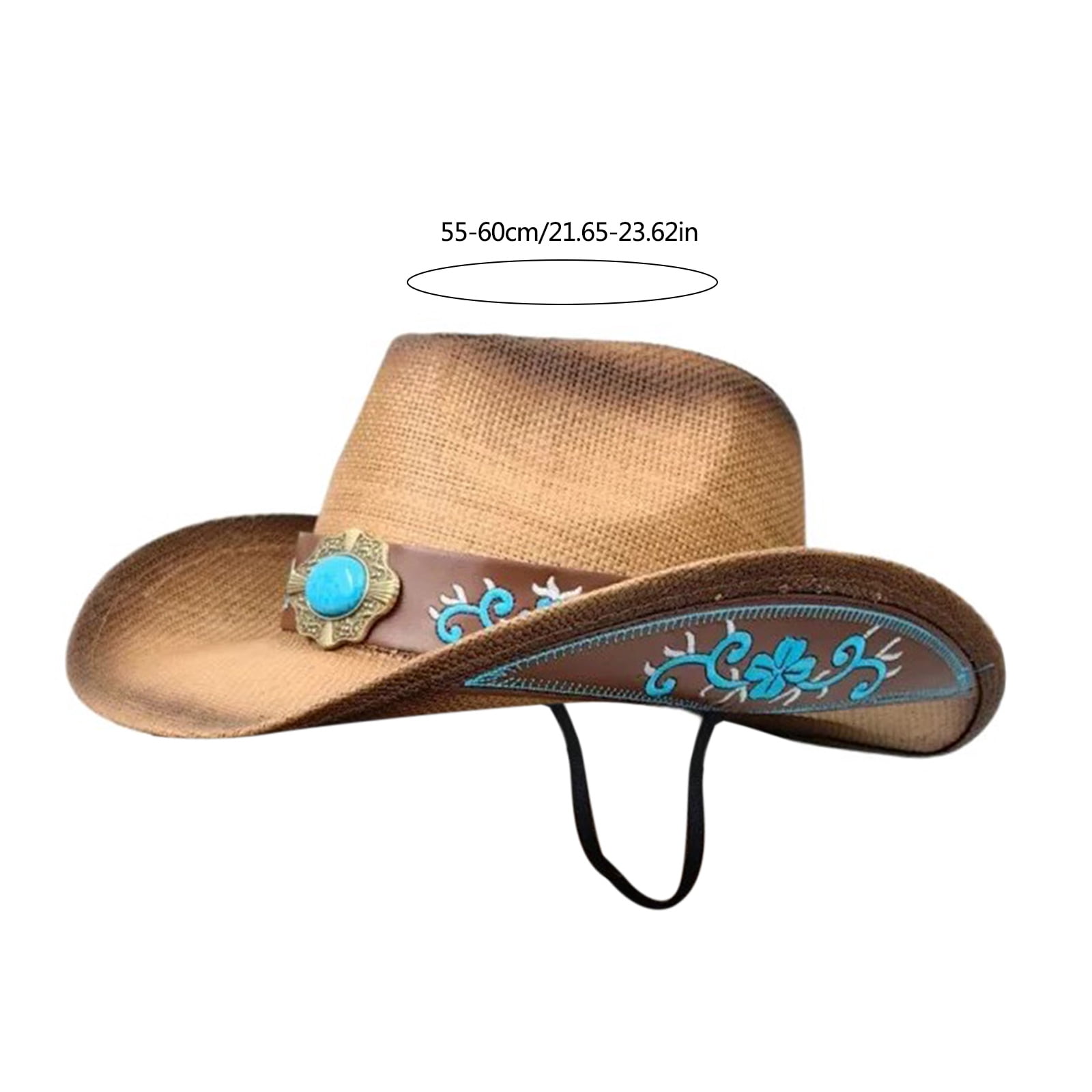 Tan Cowboy Hat turquoise accents One Of A Kind Cowboy Hat - Tan with Distressed Effect - Size  main image 3