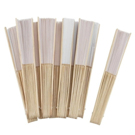 

60 Pcs 21cm White Color Fabric Hand Fan Silk Hand Fan Wedding Party Promotion Favor