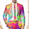 thumbnail image 4 of Toimothcn Suit Jacket For Men Romantic Valentine Day Love Heart Printed Blazers Oversized Warm Slim Fit One Button Funny Festival Performance Suit Jacket Comfy Men's Clothing, 4 of 5