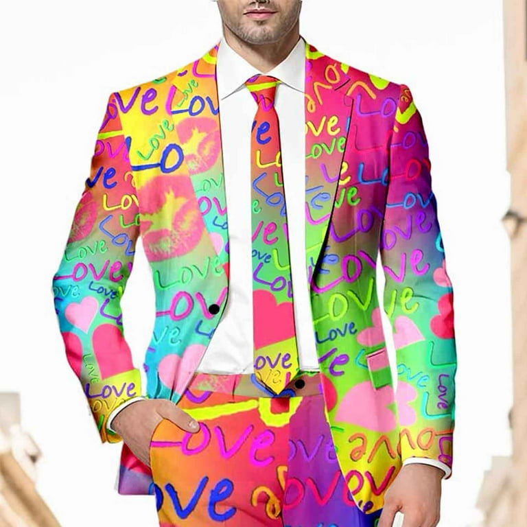Toimothcn Mens Blazer Jacket Romantic Valentine Day Love Heart