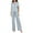 Sky Blue, variant on Musuos Women’s 2 Piece Loose Soft Pajama Set Short Sleeve Chest Pocket Shirt + Elastic Long Pants Set Stripe Sleepwear Loungewear
