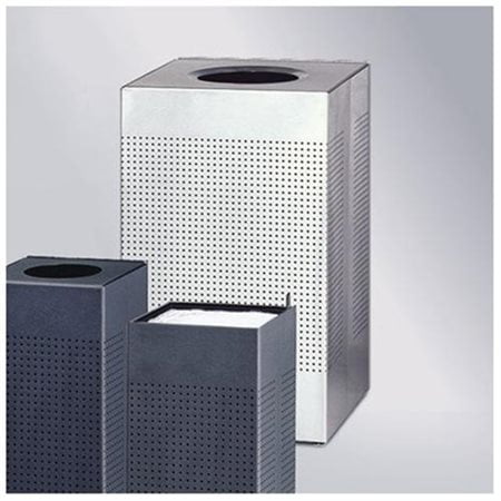Designer Silhouettes Large Waste Receptacle - Liner: Poly Bag Retainer Bands, Color: Silver Metalic