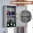 thumbnail image 4 of RELAX4LIFE Wall Mounted Bathroom Cabinet, 2-in-1 Mirror Medicine Cabinet w/ 3 Heights Adjustable Shelf & Reversible Single Mirror Door, Storage Cabinet Over-The-Toilet Storage Organizer (Gray), 4 of 16
