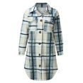thumbnail image 5 of ZHAOCHENG Abrigo largo de mezcla de lana a cuadros para mujer, chaquetas tipo chaquetón, camisas casuales de franela con botones y manga larga para novio, 5 of 5