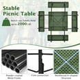 thumbnail image 4 of Topbuy Waterproof Metal, HDPE Picnic Table with 4 Benches & Umbrella Hole, Green, 4 of 9