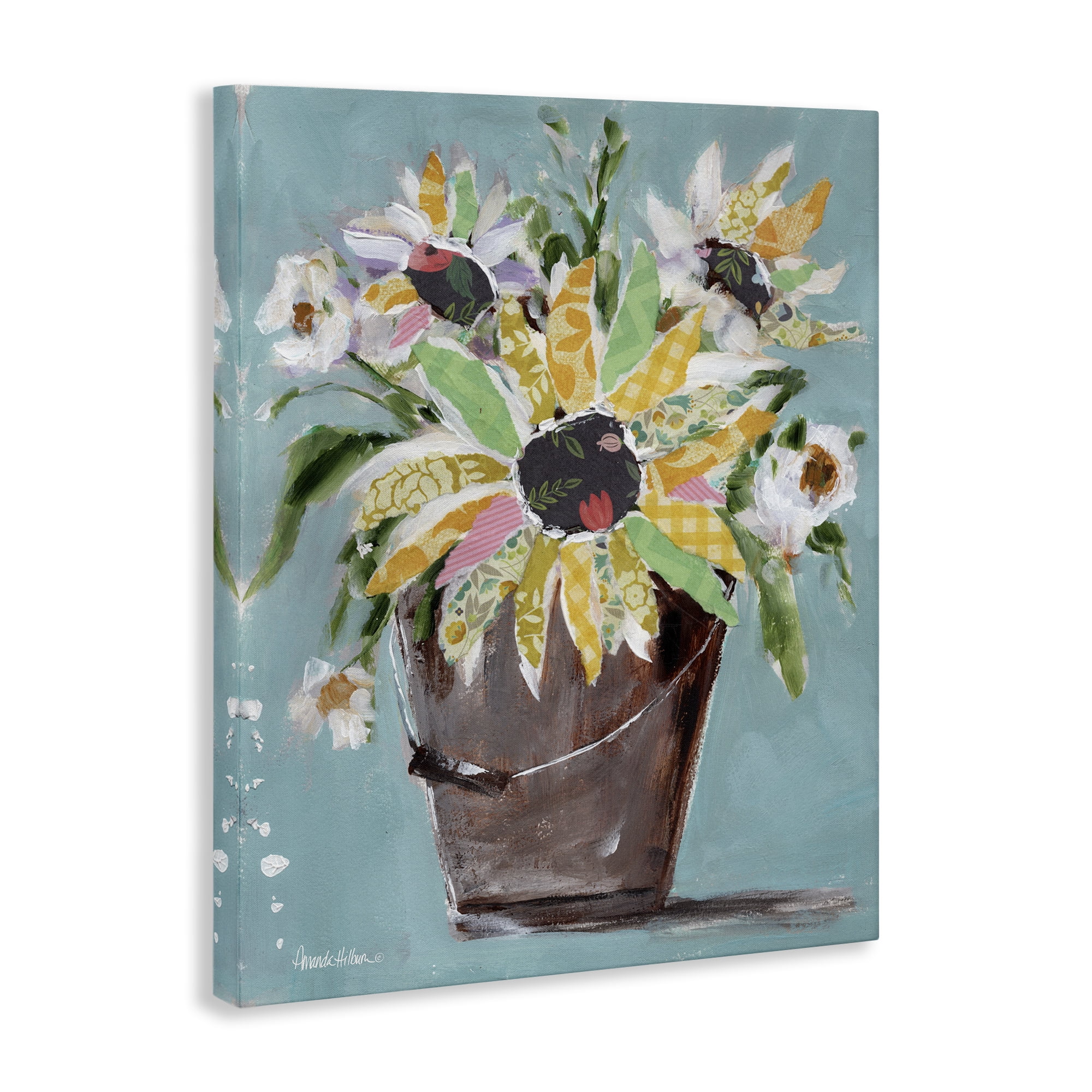 Stupell Industries Flower Bucket Bouquet Botanical & Floral Painting Gallery Wrapped Canvas Art Print Wall Art, 30 x 40