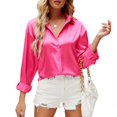 thumbnail image 5 of Womens Summer Tops, Womens Shirts, Women's Fashion Satin V Neck Long Sleeve Blouse Stylish Attire for Casual and Formal Occasions Elegant Apparel for Everyday Wear Trendy Clothing for Modern Women, 5 of 8