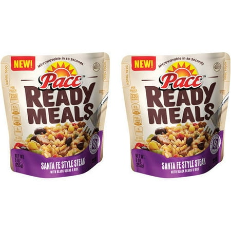 - (2 Pack) Pace Ready Meals Santa Fe Style Steak with Black Beans & Rice, 9 oz.