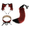 thumbnail image 2 of BELOVING Oreilles d'Animaux et Queue Oreilles de Chat Serre-Tête Lolita Cosplay Collier Cloche Ras-du-Cou Rouge Noir, 2 of 10