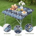 thumbnail image 4 of Blue Ethnic Geometric Pattern Square Fitted Tablecloth with Elastic Edge,Square Table Cover,Washable Elastic Table Cover for Home Kitchen Party Decor 36"x36", 4 of 6