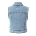 thumbnail image 4 of Made by Olivia Women's Destroyed Cropped Boxy Denim Vest, 4 of 7