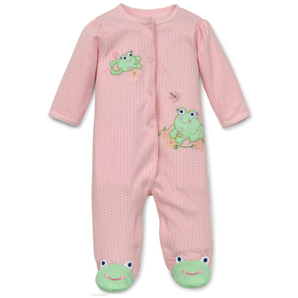 Frog Friends Snap Front Footie Pajamas For Baby Girls with Frog Feet Sleep  N Play One Piece Romper Coverall Cotton Infant Footed Sleeper; Pijamas Para  Bebes- Pink Print - Newborn - Walmart.com