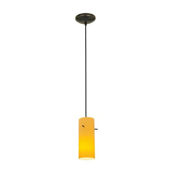 Accesslighting 28030-3C-ORB-OPL Cylindre A-19 LED Cordon Opale Pendentif en Verre, Bronze Huilé