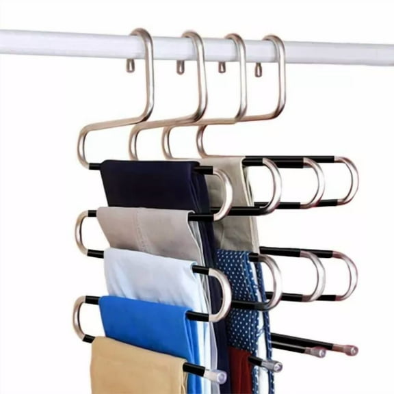 Trousers Hanger 5 Layers S Shape Pants Scarf Hanger Holder Closet Space Saver