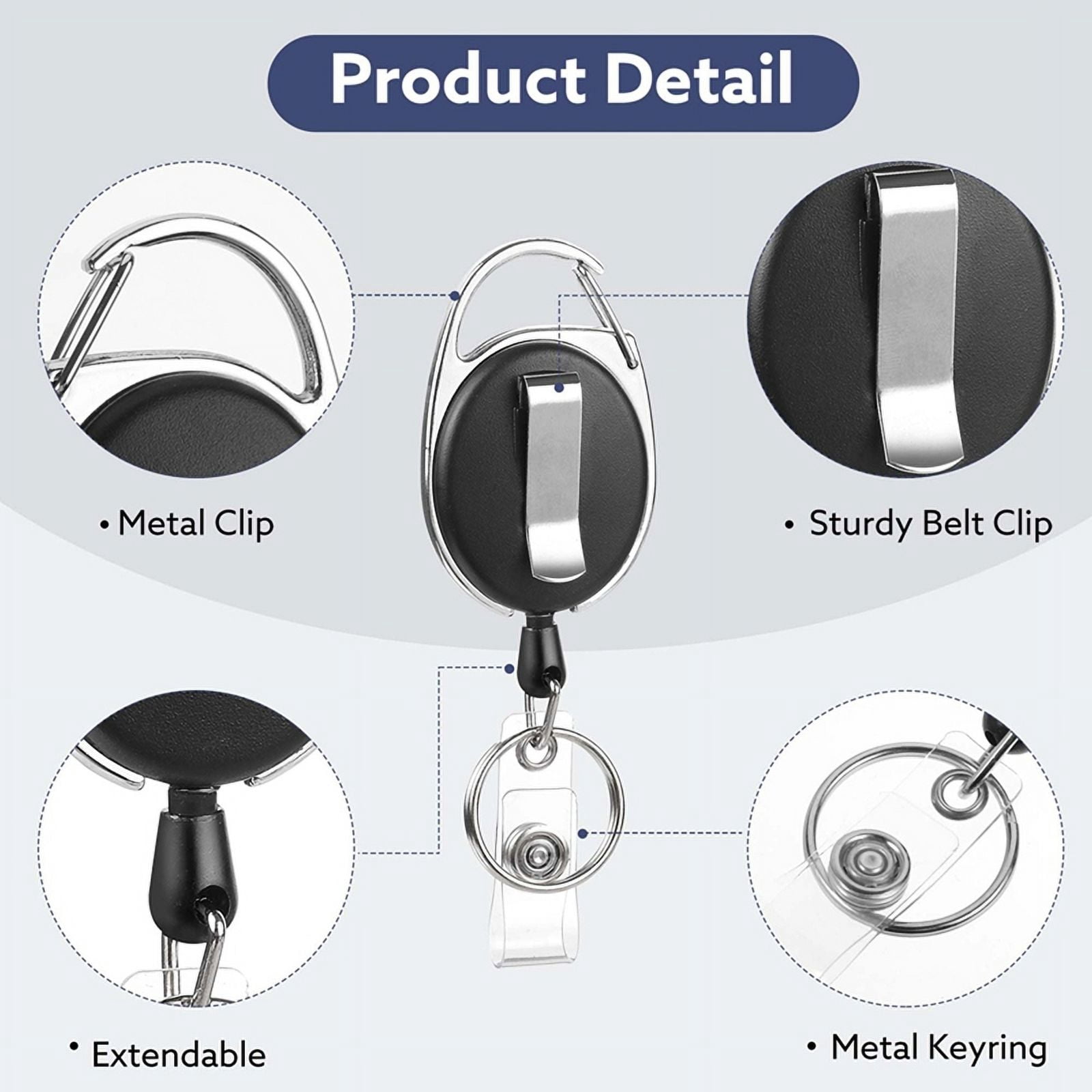 40 Pack Badge Reels Retractable ID Badge Holder with Carabiner Heavy Duty Badge Reel Clip and Key Chain for Work Office