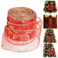 thumbnail image 2 of Ribbon 78.7"x2.5", Nylon Sheer Curling Wired Glitter Ribbon, Red/Gold, Holiday Ribbons for Crafts and Christmas Decorations, Gift Wrapping, 2 of 9