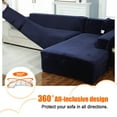 thumbnail image 5 of CJC Sectional Couch Covers, Velvet Stretch L Shape Sofa Covers, 2pcs Sofa Slipcovers for 3 + 4 Seaters Sectional Chaise Slipcover for Pets Kids, Navy Blue, 5 of 10