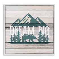 Stupell Industries Rustic Forest Mountain Adventure Dream Big Sentiments Typography Painting White Framed Art Print Wall Art, 12 x 12