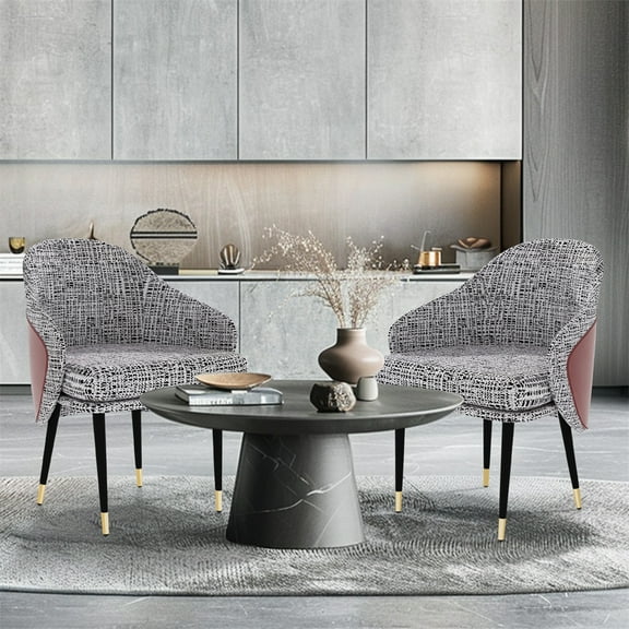 Wisfor 2PCS Wider Dining Chairs Kitchen Dining Room Chairs Soft Thick Sponge Padded, Color Reddish Brown & Gray