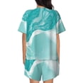 thumbnail image 3 of Lsque Teal Turquoise 1 Women's Short-Sleeved Pajama Set - 2 Piece Soft and Lightweight Sleepwear Set-3X-Large, 3 of 9