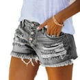 thumbnail image 6 of LYMAYTER Women's Jean Shorts for S-2XLRipped Denim Shorts Stretchy Cowboy Shorts High Waisted Denim Shorts, 6 of 7