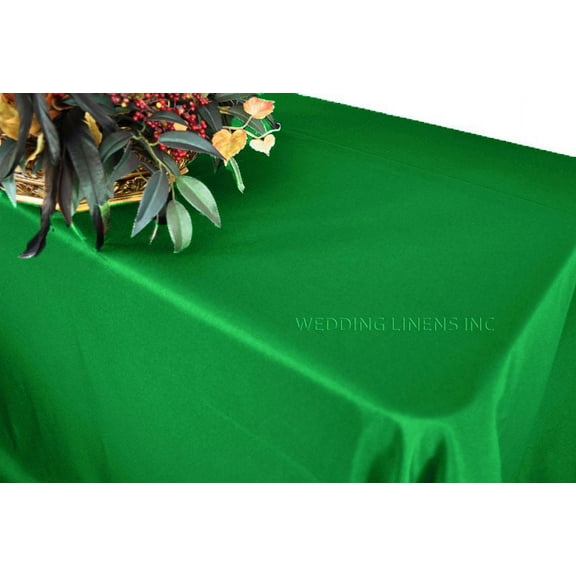 Wedding Linens Inc. 90" x 156" Premium (200 GSM) Rectangular Polyester Linen Tablecloth for Wedding, Party, Event, Decoration and Home Use- Emerald