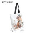 thumbnail image 4 of Open Top Canvas Tote Bag with Zipper Reusable Shopping Bag 13.5x15" Roomy Carryall Fox with A Bird, 4 of 9