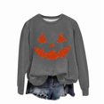 thumbnail image 4 of Sakmal Holiday Sweatshirts Women Fall Gray Pumpkin Halloween Sweatshirts Soft Fall Fashion Tops, 4 of 5