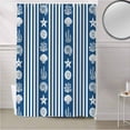 thumbnail image 5 of Fabric Shower Curtain, Summer Starfish Seashell Coral Navy Blue and White Striped Shower Curtains with 12 Hooks Waterproof Machine Washable Bath Curtains for Bathroom, 36 x 78in, 5 of 6