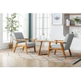thumbnail image 4 of Luccalily Leisure Chair Set of 2 with Side Table, Mid Century Modern Accent Chair, Wood and Fabric Armchairs Side Chair, Lounge Reading Comfy Arm Chair for Living Room, Bedroom, Office, 4 of 13