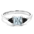 thumbnail image 2 of Gem Stone King 10K White Gold Sky Blue Aquamarine and Black Onyx 3 Stone Engagement Ring for Women (0.74 Cttw, Gemstone March Birthstone, Princess Center 5MM, Trillion 3.5MM, Size 9), 2 of 5
