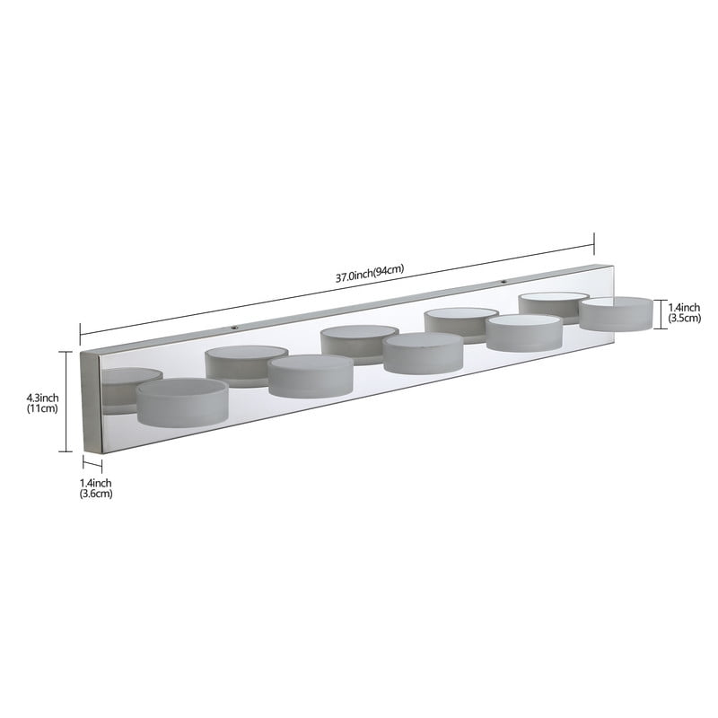37" Modern Chrome LED Vanity Light, 5-Light Bathroom Wall Fixture for Mirror and Shower, Sleek Design, Energy Efficient, Easy to Install, Bathroom Decor Lighting